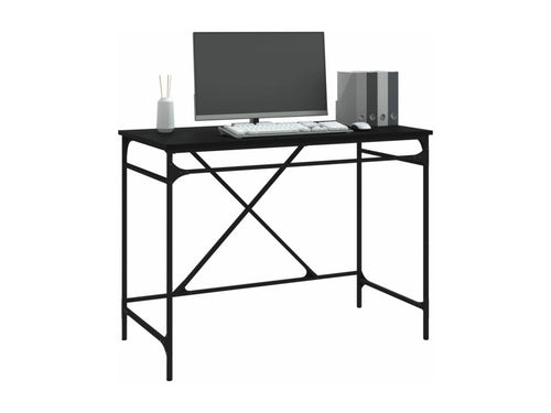 Bureau noir 100x50x75 cm bois d'ingénierie et fer INNA05373