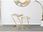 Tables basses Z - Lot de 2 tables basses en métal doré et verre fumé - Dimensions 40x40x60 cm et 30x30x50 cm - Design géométrique et épuré NOBL66005