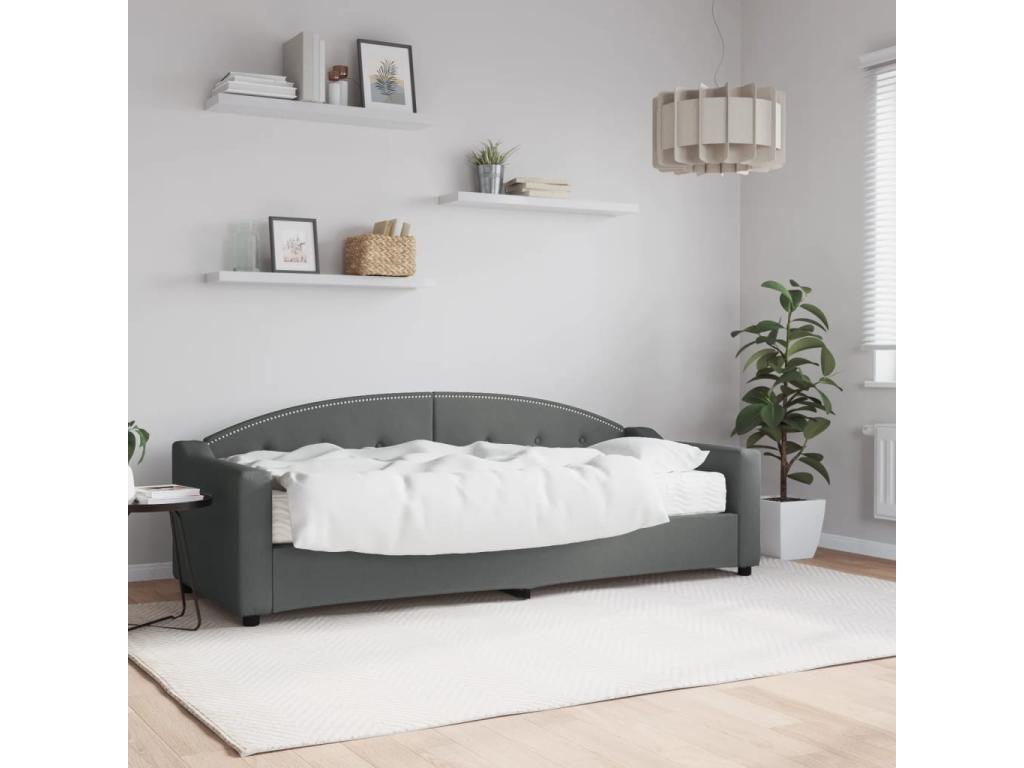 Lit de jour avec matelas gris foncé 80x200 cm tissu SONS78320