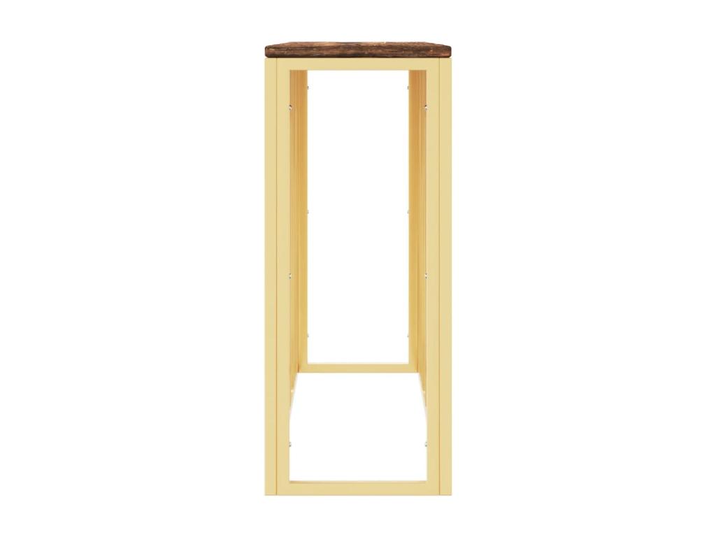 Table console doré acier inoxydable et bois massif récupération GSAM80825