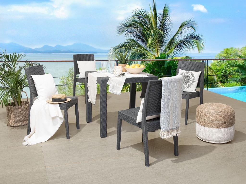 Salle à manger de jardin 4 places Boisona Gris graphite OSUK23437