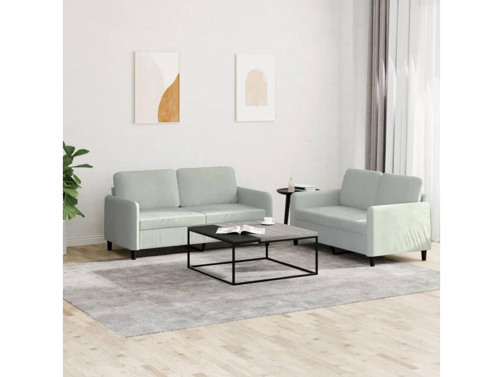 Ensemble de canapés 2 pcs gris clair velours JSRP41426