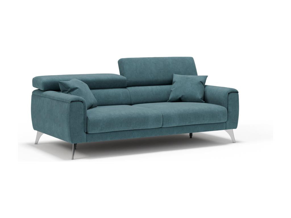 Boisona Canapé avec assises coulissantes en tissu doux imperméable T02 199 cm Bleu Canard VZNH41167