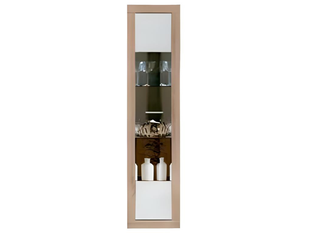 Vitrine avec 1 porte coloris Chêne Boisona / Blanc - Longueur 44 x profondeur 35 x hauteur 190 cm LCLN99967