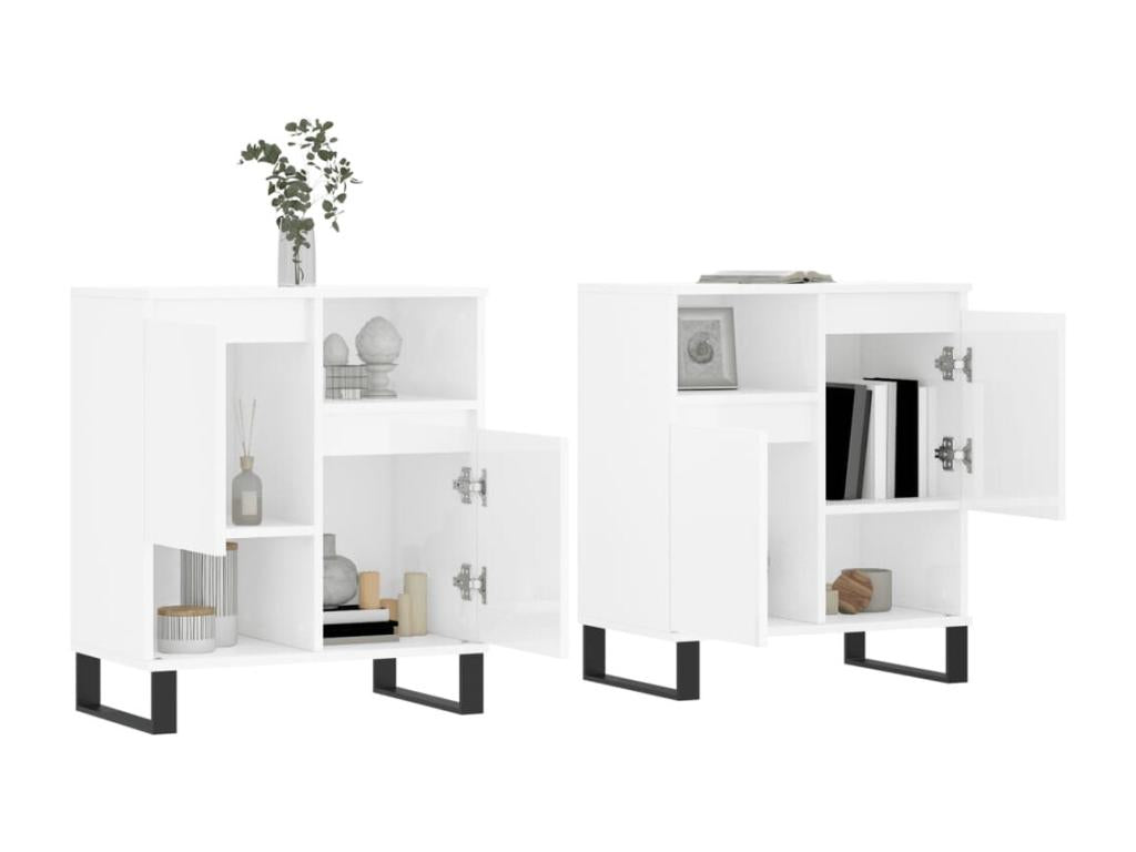 Buffets 2 pcs blanc brillant bois d'ingénierie CQUR71581