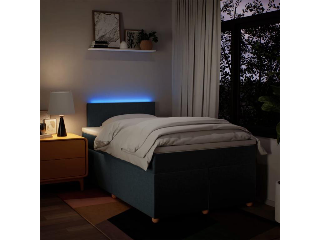 Sommier à Boisona de lit avec matelas bleu 120x190 cm tissu LEEB02461