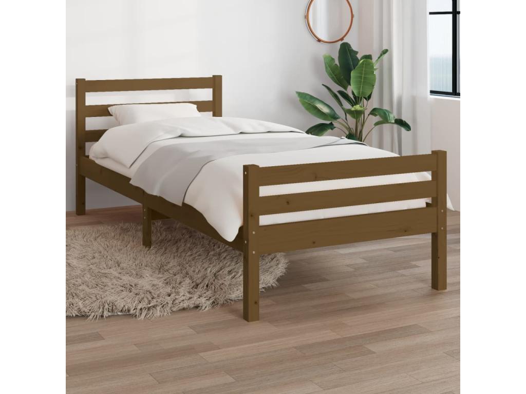 Cadre de lit Marron miel Bois massif 100x200 cm UYNR56465
