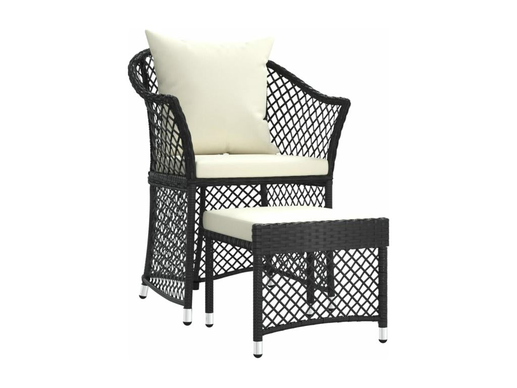 Salon de jardin 2 pcs avec coussins Noir Résine tressée YPUJ41346