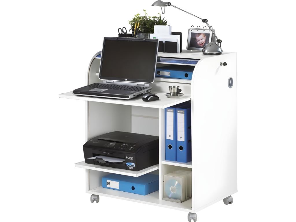 Bureau Informatique Blanc à Boisona 5 Niches L 79,2 H 93,8 P 53,2 cm - Coloris Boisona 400 EEMB62298