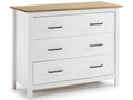 Commode en pin massif décor ciré blanc et chêne meuble de rangement - Longueur 100 x Profondeur 40 x Hauteur 80 cm EFIW27186