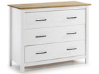 Commode en pin massif décor ciré blanc et chêne meuble de rangement - Longueur 100 x Profondeur 40 x Hauteur 80 cm EFIW27186