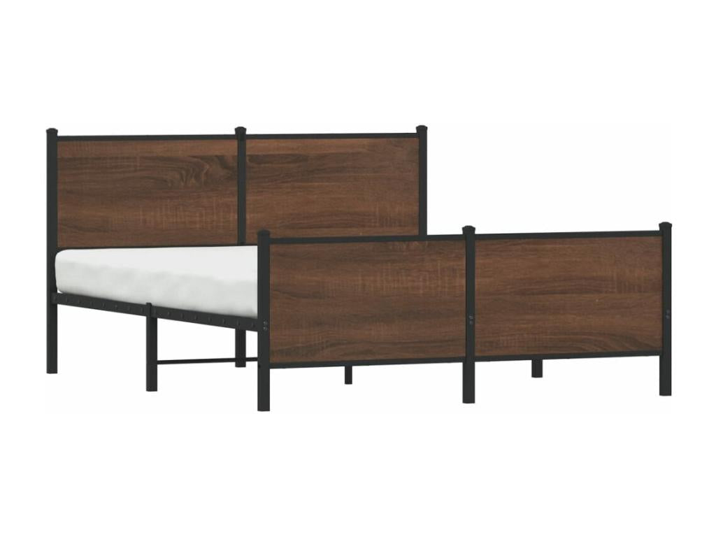 Cadre de lit en métal sans matelas chêne marron 150x200 cm MDBY75084