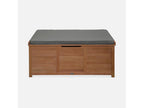 Coffre de jardin en bois 200L - Caja gris- 125x60cm rangement coussins avec 2 vérins et poignées PNSW64681