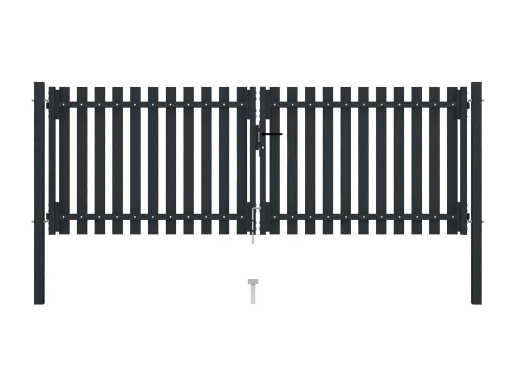 Portail de clôture à double porte Acier 306x125 Anthracite AVGF83232