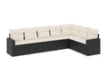 Salon de jardin 7 pcs avec coussins noir résine tressée MHCW71520