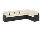 Salon de jardin 7 pcs avec coussins noir résine tressée MHCW71520
