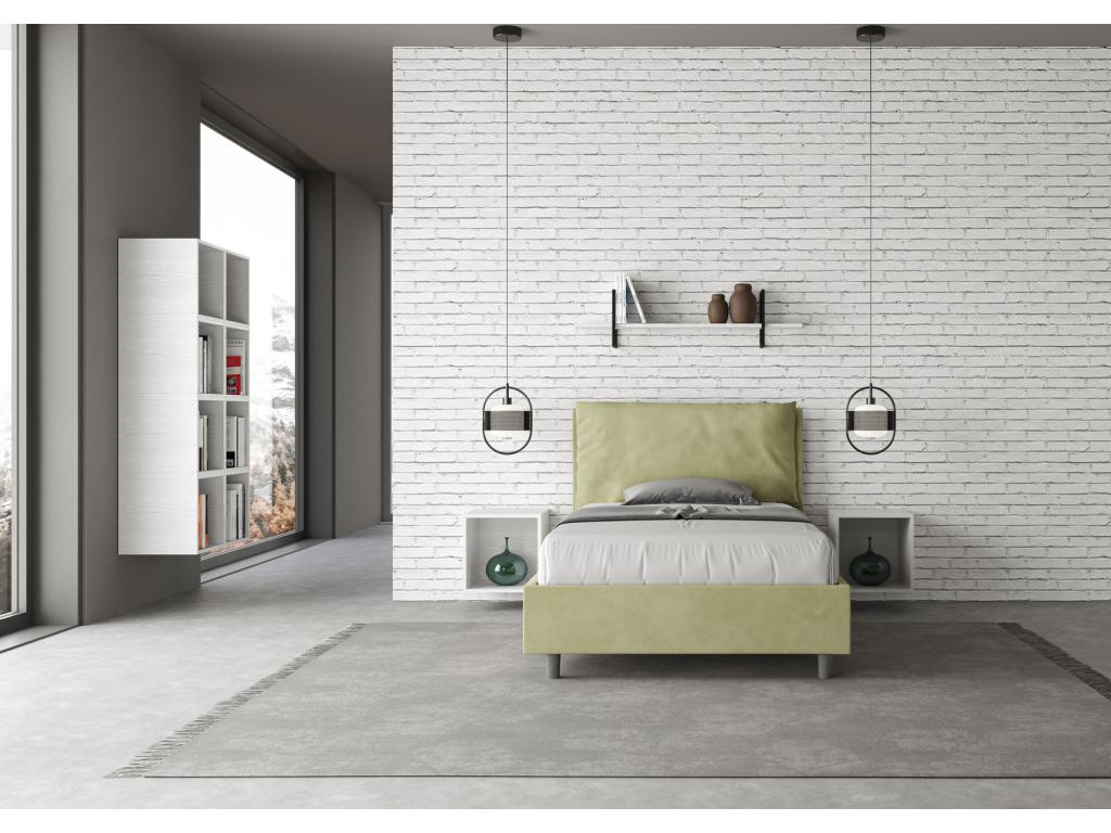 Lit 1 place et demi avec sommier rembourré 120x190 microfibre vert Boisona Large HRGS74834