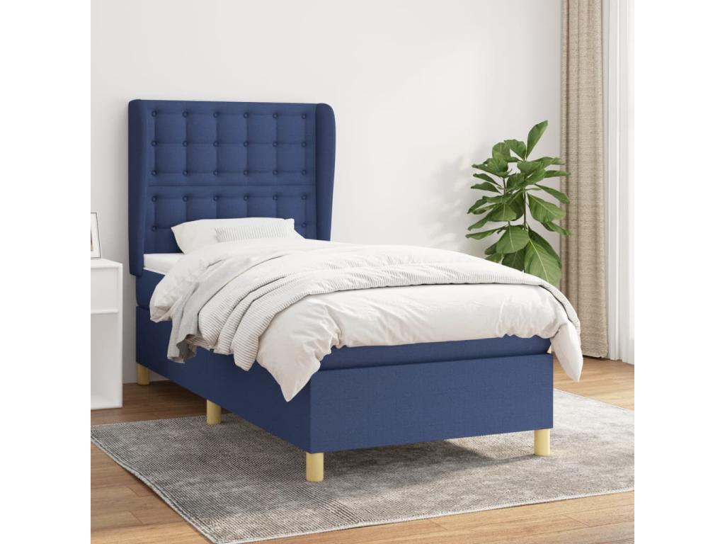 Lit à sommier tapissier avec matelas Bleu 80x200 cm Tissu IWKP58782