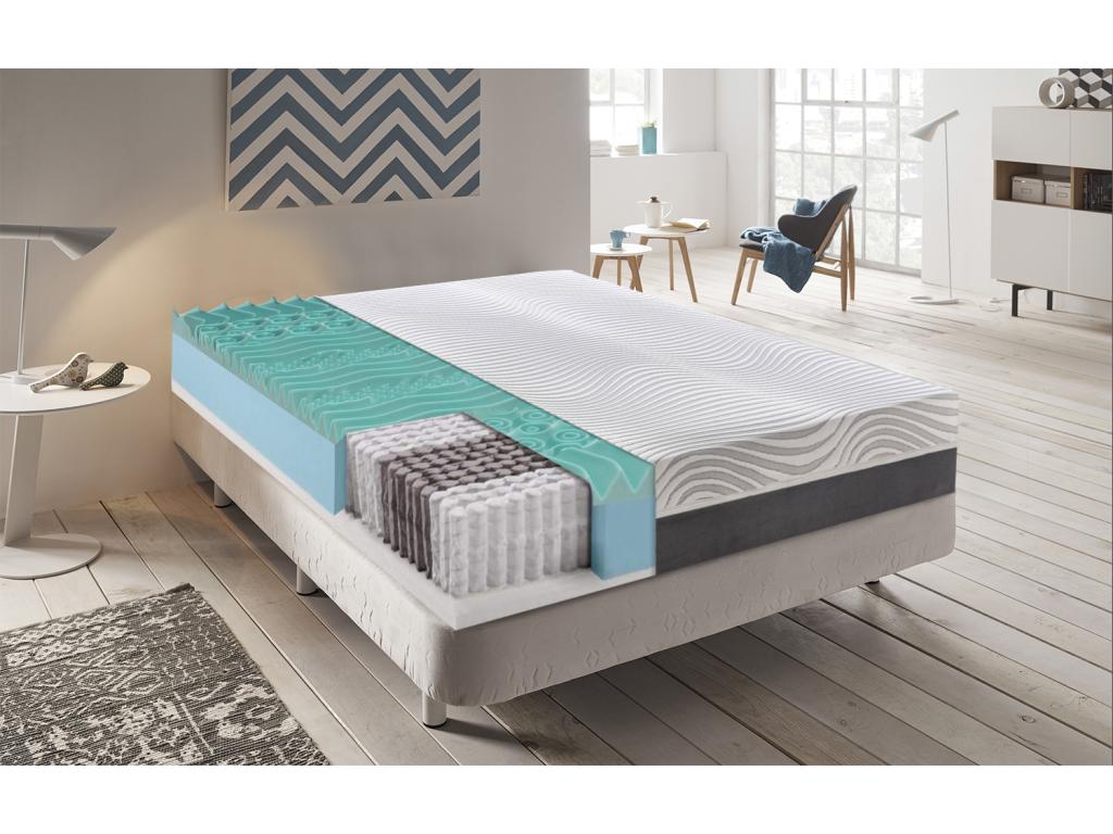 Matelas à ressorts ensachés - mémoire de forme - à 9 zones avec revêtement amovible modèle Boisona 150x200 cm XXQP97556