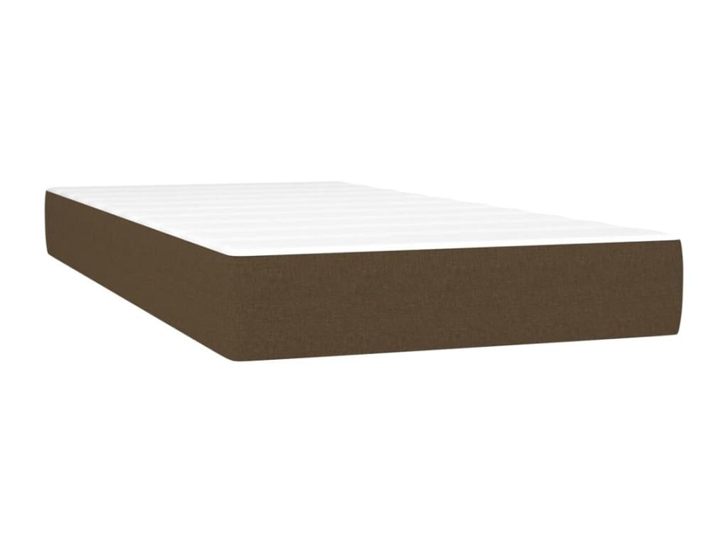 Sommier tapissier matelas et LED Marron foncé 100x200cm Tissu PJCI14084