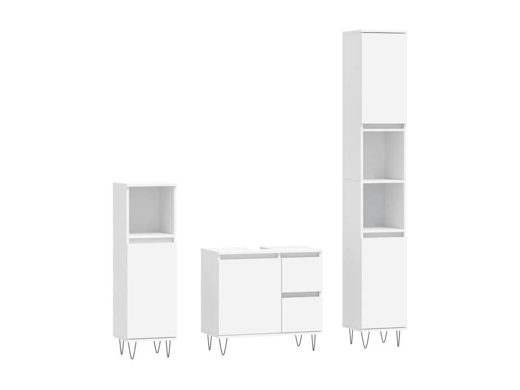 Ensemble de meubles salle de bain 3 pcs blanc bois d'ingénierie SFJB63188