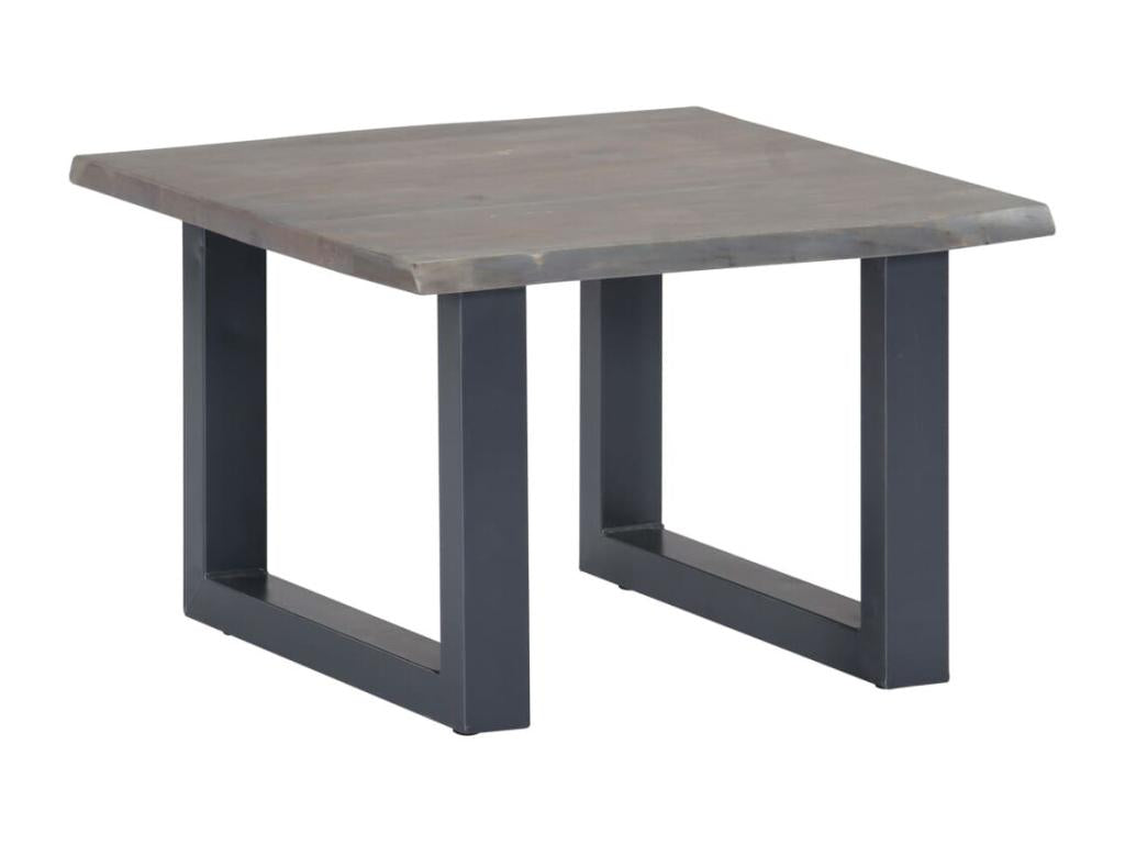 Table basse avec bord naturel Gris 60x60x40 cm Bois d'Boisona NLMW30519