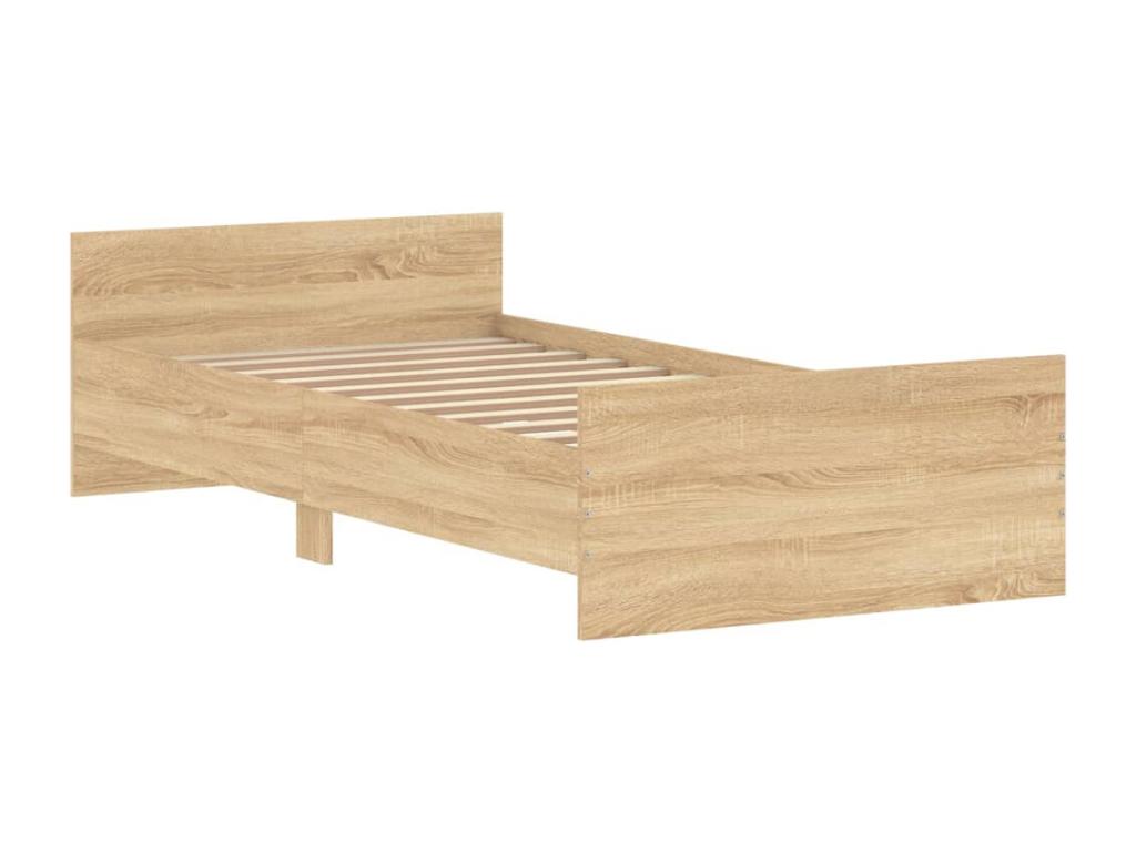 Cadre de lit en bois d'ingénierie naturel, 90 x 200 cm