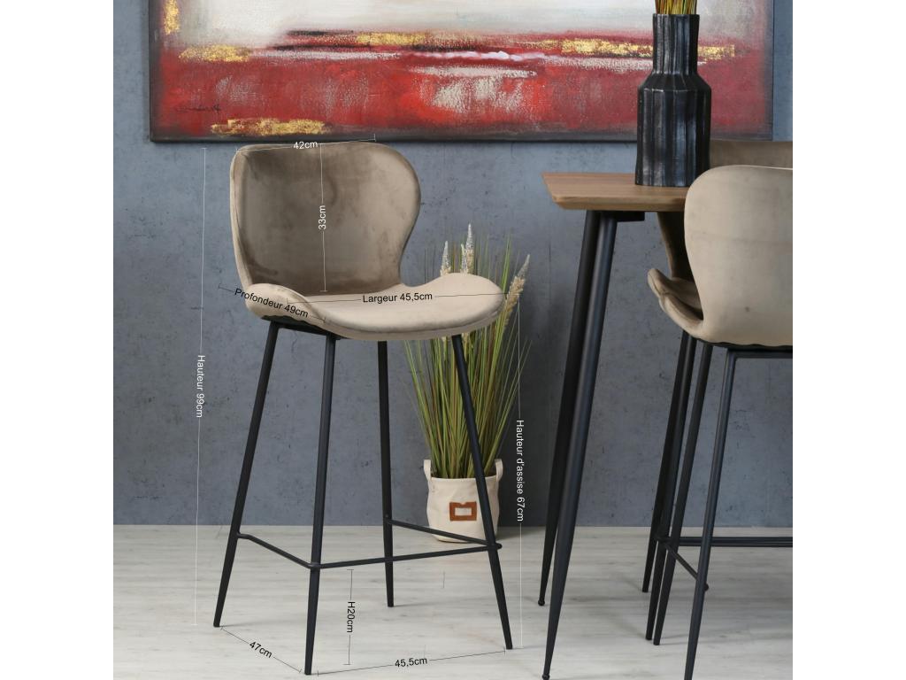 Chaise de bar en velours brique style moderne lot de 2 Boisona NUYM74277