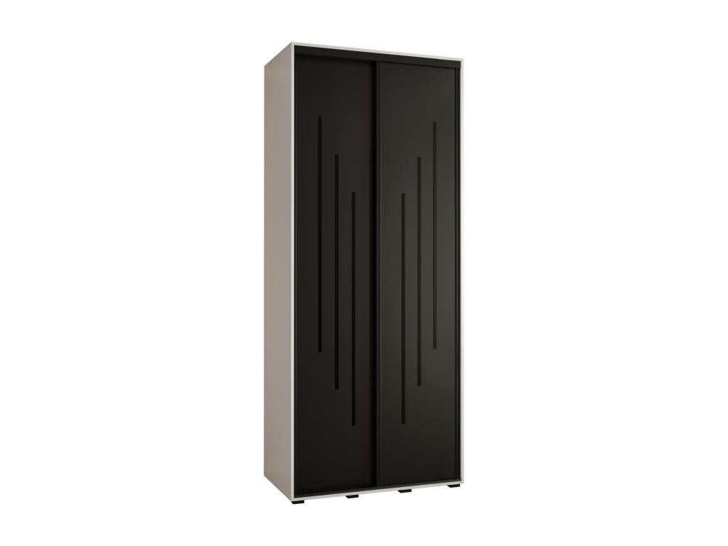 ARMOIRE Boisona 8 À PORTES COULISSANTES 235.2/120/60 2 portes Blanc/Noir/Noir QECB38879