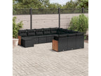 Salon de jardin 12 pcs avec coussins noir résine tressée QAFY63306