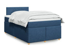 Sommier à Boisona de lit avec matelas bleu 120x190 cm tissu LEEB02461
