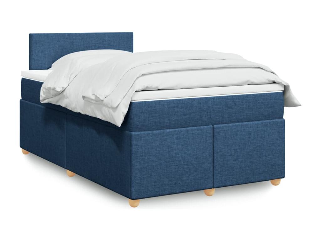 Sommier à Boisona de lit avec matelas bleu 120x190 cm tissu LEEB02461