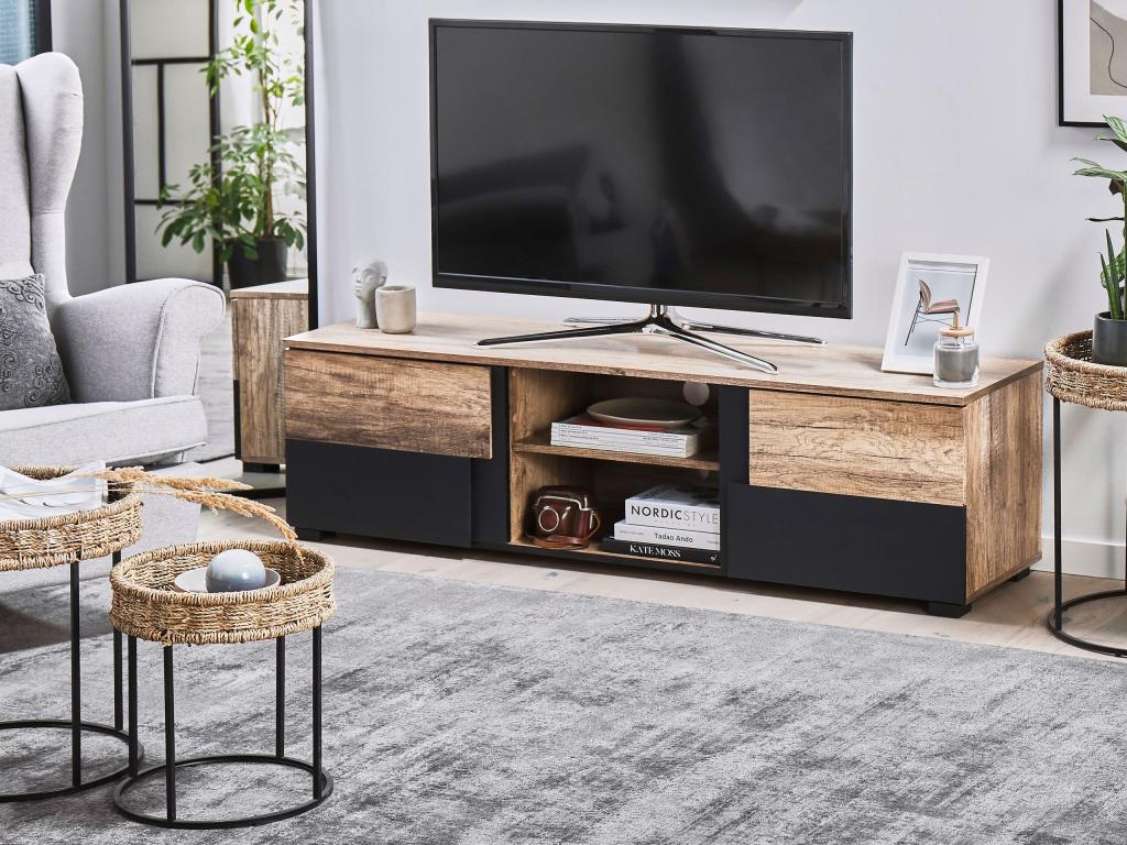 Meuble TV Boisona Marron/noir HBDQ54074