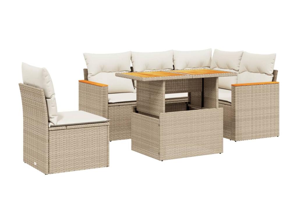 Ensemble de mobilier de jardin en résine tressée beige - dlz1766582060307