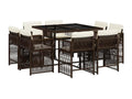 Ensemble à manger de jardin et coussins 9 pièces marron poly rotin PRMY55806