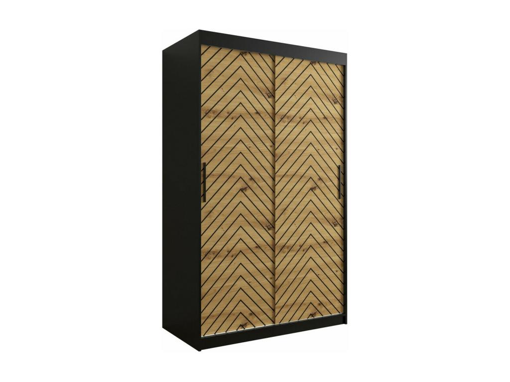 Armoire Boisona 308 Chêne Boisona - Noir 200x120x62cm Portes d'armoire Glissement JHNR81233
