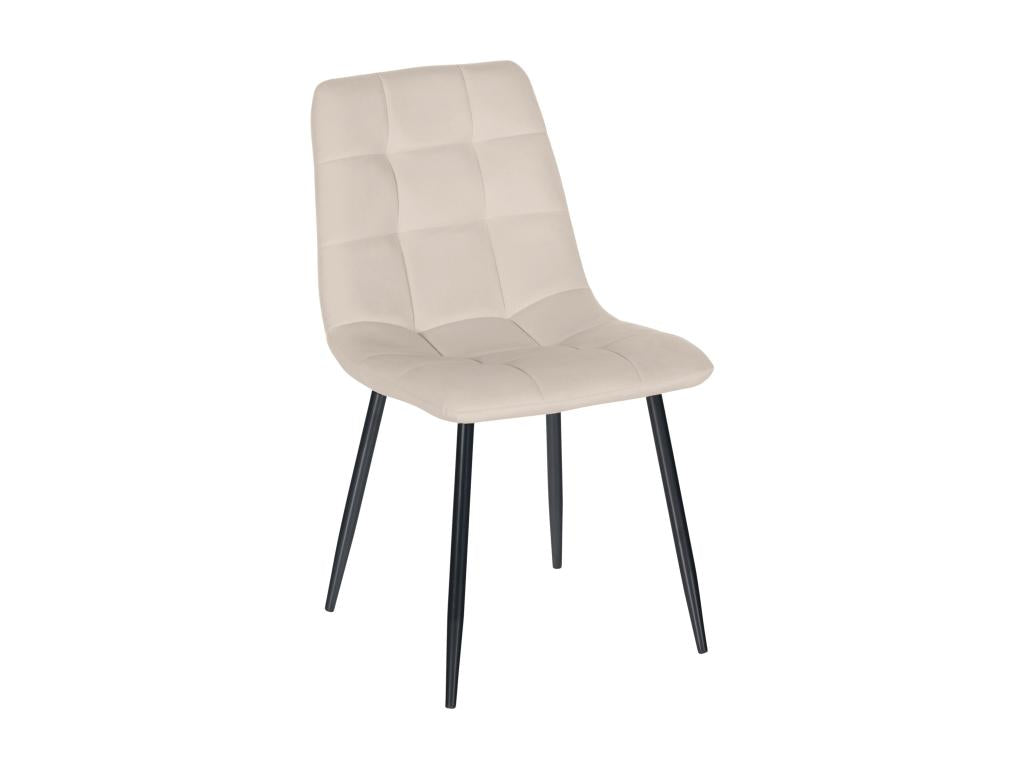 Lot de 4 chaise salle à manger - Velours / Métal noir mat - Crème - Boisona KXGG03029