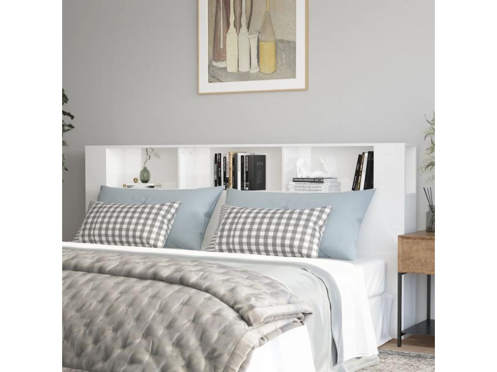 Armoire de tête de lit Blanc brillant 220x18.5x104.5 cm LXCZ51594