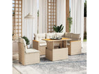 Salon de jardin avec coussins 6 pcs beige résine tressée XGYP03909