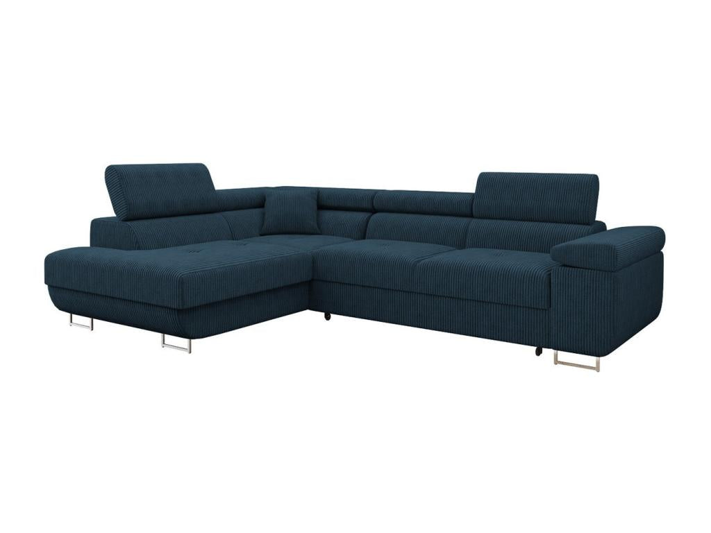 Canapé d'angle Boisona 100 Bleu Fonction de couchage Boîte de literie 274cm PBCX57793