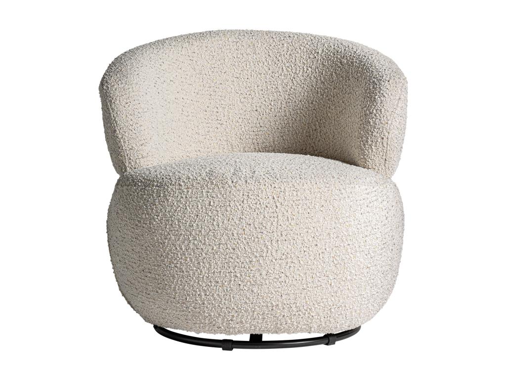 Fauteuil pivotant en coton bouclé blanc cassé 73x71x72 cm UPHA99227