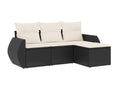 Salon de jardin 4 pièces avec coussins noir résine tressée CFRS23166