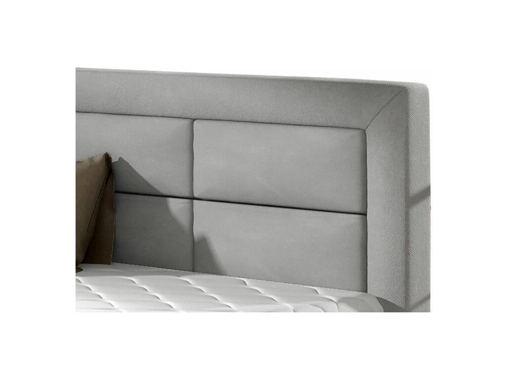 Lit moderne velours capitonné Boisona-Couleur Gris clair-140x200-Version coffre de rangement MFHP90046