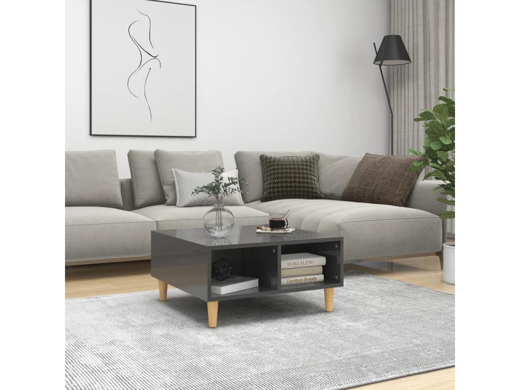 Table basse Gris brillant 60x60x30 cm Aggloméré IYBG04011