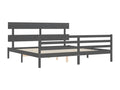 Cadre de lit avec tête de lit gris 200x200 bois massif RJEW21494