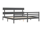 Cadre de lit avec tête de lit gris 200x200 bois massif RJEW21494