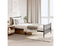 Cadre de lit métal sans matelas et pied de lit noir 100x200 cm KIGJ41101