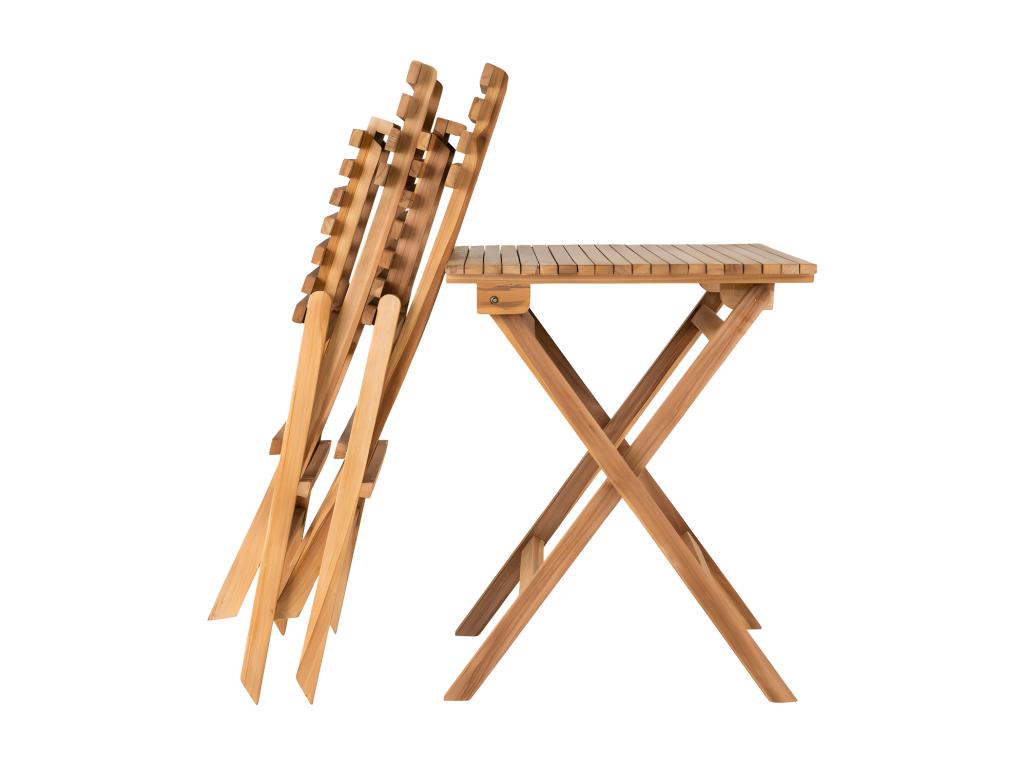 Boisona - Ensemble de jardin 2 chaises 1 table en bois - Couleur Naturel TORC01680