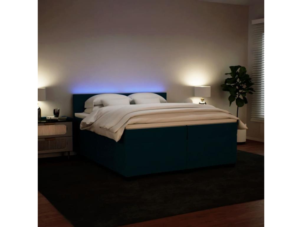 Sommier à Boisona de lit et matelas Bleu 200x200 cm velours OEOX07945