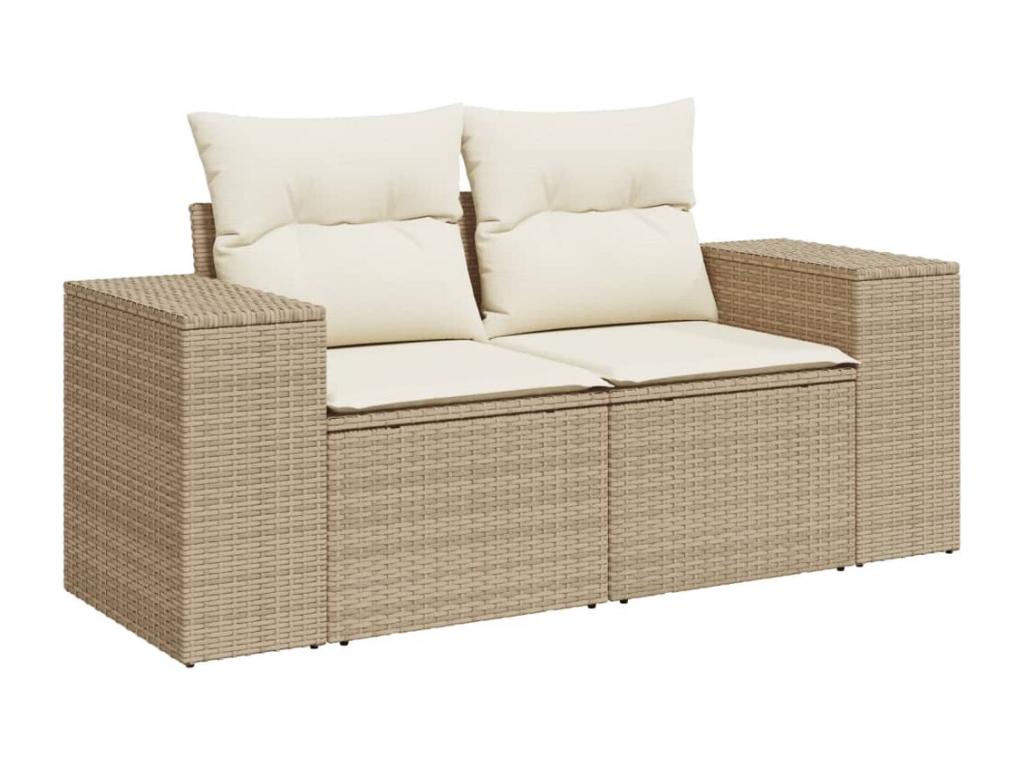 Salon de jardin avec coussins 8 pcs beige résine tressée RAPE51995